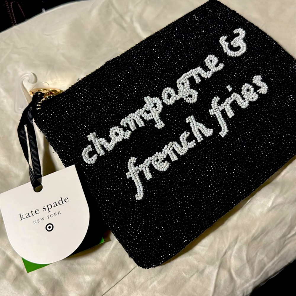 Kate Spade x Target Champagne & French Fries Beaded Clutch Ready to Ship! NWT